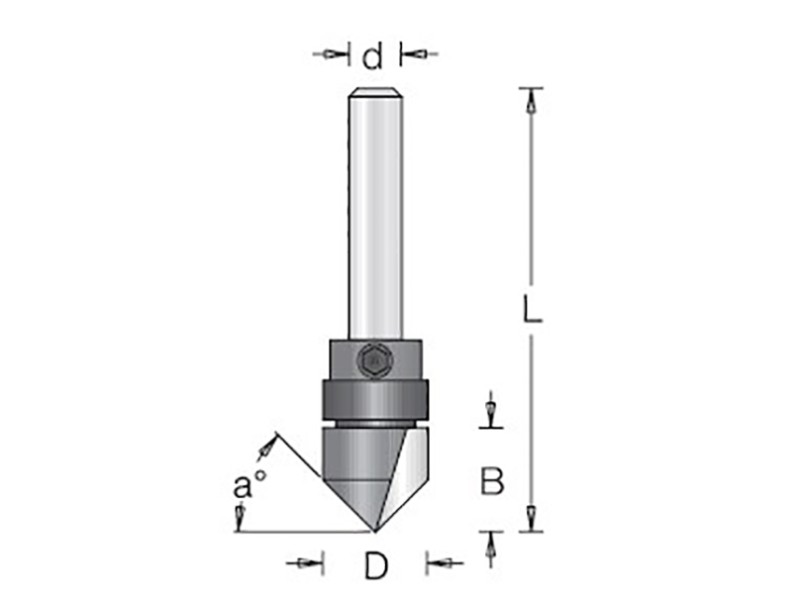 Фреза с подшипником V паз 45 гр. D12.7x12.7 L52 хвостовик 6 Dimar 1052103