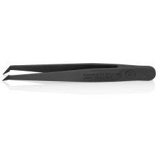 Пинцет углепластиковый ESD, 110 мм, гладкие заострённые губки углом, чёрный матовый Knipex KN-920903ESD