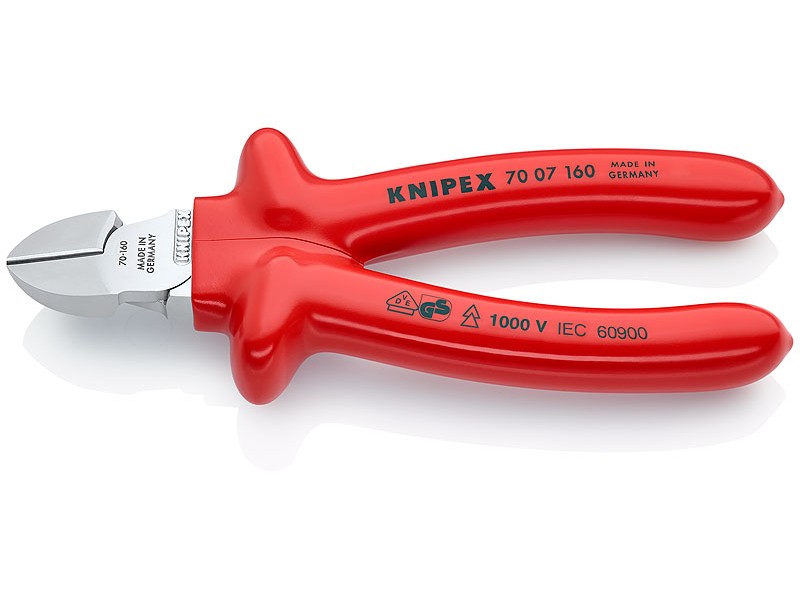 Бокорезы VDE, 160 мм, хром, обливные диэлектрические ручки Knipex KN-7007160