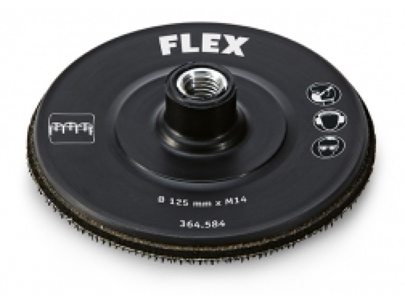 Тарельчатый шлифовальный круг Flex с креплением шлифовальных средств на "липучке" 125, M14