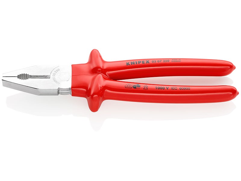 Плоскогубцы комбинированные VDE, 250 мм, хром, обливные диэлектрические ручки Knipex KN-0307250