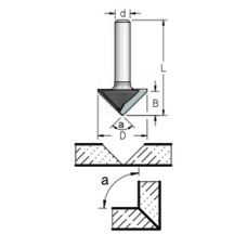 Фреза паз V для гибки гипсокартона на 90 градусов D26 B12.7 хвостовик 8 WPW VG90275B