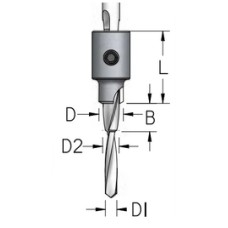 Зенкер со ступечатым сверлом под евровинт 7 мм D10-7-5 регулировка по глубине WPW ACD0700D