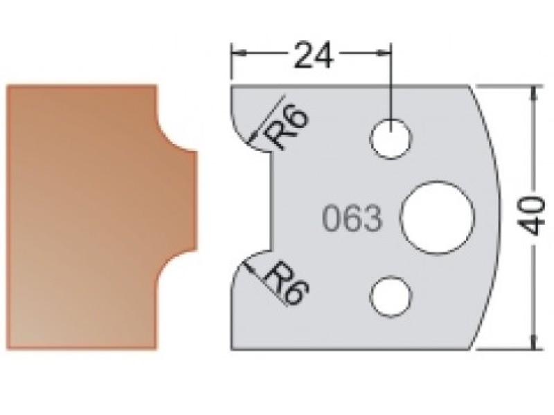 Нож Dimar МУЛЬТИСИСТЕМА HSS двойная галтель R6 40x20x4 3306340