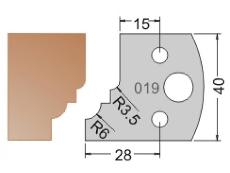 Нож Dimar МУЛЬТИСИСТЕМА HSS профиль ампир R6 40x20x4 3301940