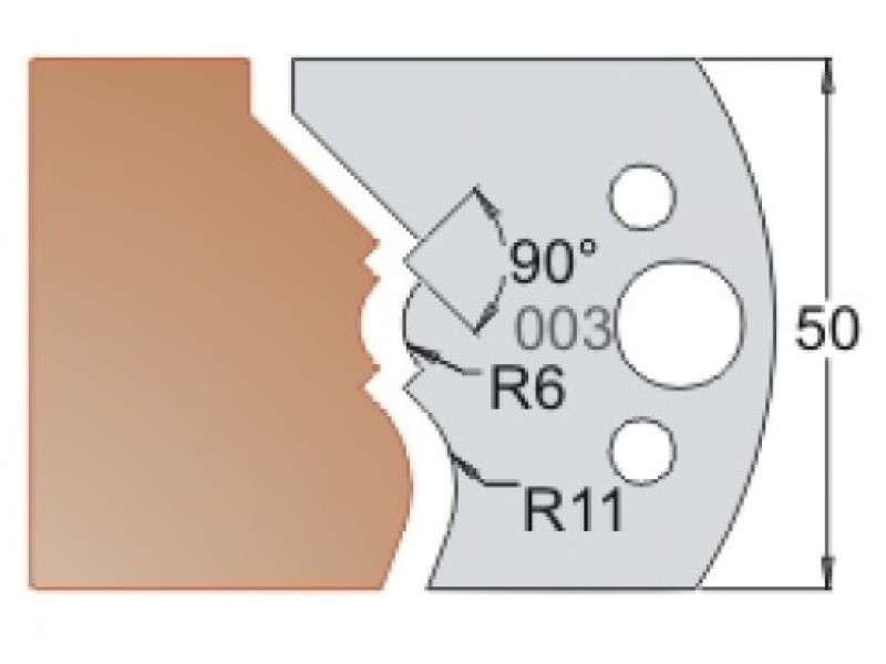 Нож Dimar МУЛЬТИСИСТЕМА HSS плинтус R6;11 50x20x4 3300350