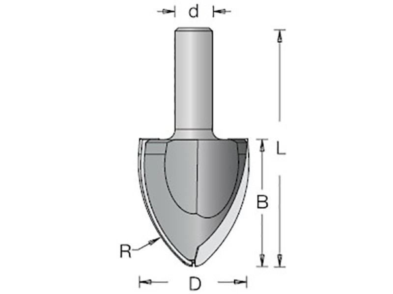 Фреза карниз галтель R70 D52x55 L97 хвостовик 12 Dimar 1060449