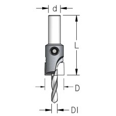 Зенковка оправка прямая D10 со сверлом 4.4 плавная спираль D хвостовик 8 WPW AC44405D