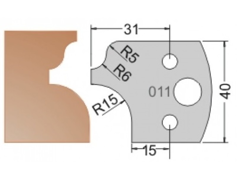 Нож Dimar МУЛЬТИСИСТЕМА HSS галтель R15 и римский профиль 40x20x4 3301140