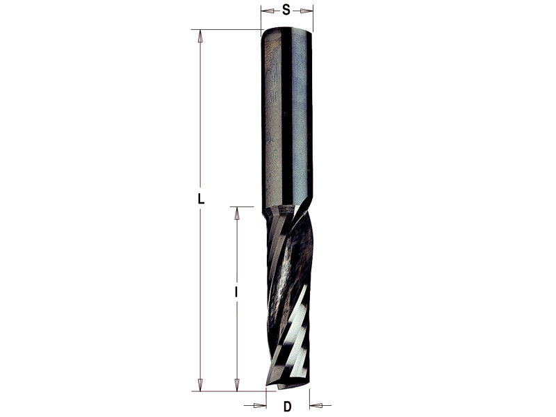 Фреза из твёрдого сплава спиральная верхний рез 4x15x50 Z=1 S=4 RH CMT 198.040.11