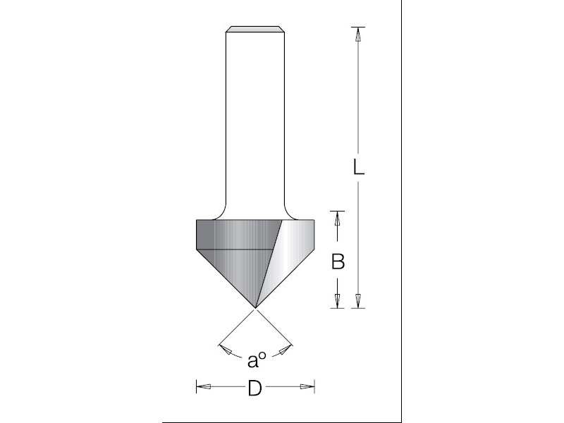 Фреза V паз 60 гр. D12.7x16 L44.5 хвостовик 6 Dimar 1050043