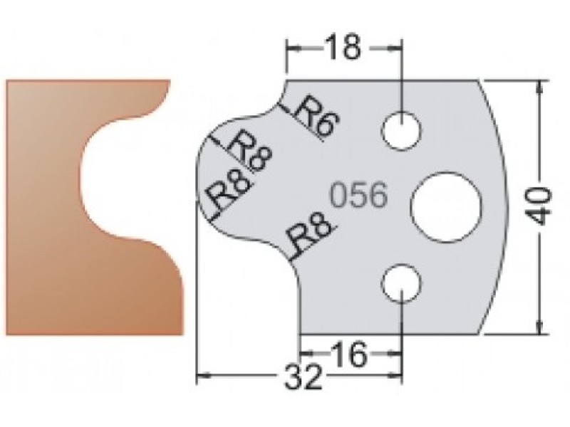 Нож Dimar МУЛЬТИСИСТЕМА HSS врезная ручка R6;8 40x20x4 3305640