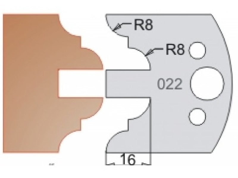 Нож Dimar МУЛЬТИСИСТЕМА HSS фасад контрпрофиль R8;8 50x20x4 3302250