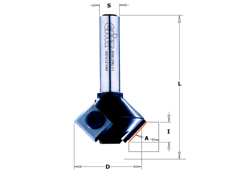 Фреза для снятия фаски со сменными ножами Z2 S=8 D=29x8x52 CMT 658.045.11