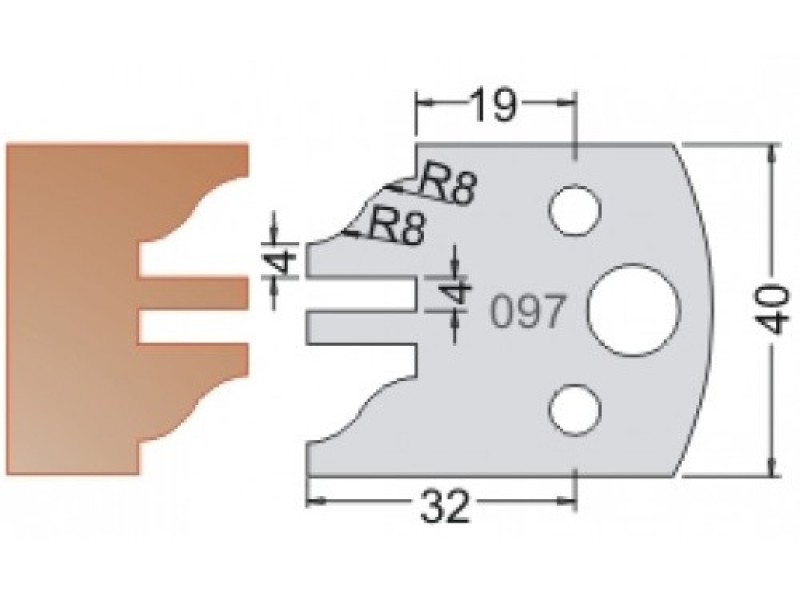 Нож Dimar МУЛЬТИСИСТЕМА HSS мебель профиль и контрпрофиль Рим R8 40x20x4 3309740