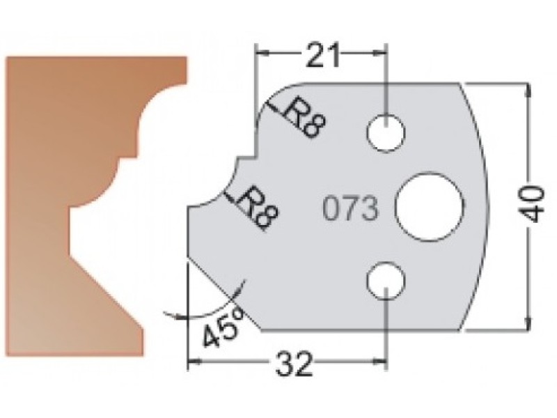 Нож Dimar МУЛЬТИСИСТЕМА HSS мультипрофиль карниз R8 40x20x4 3307340