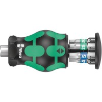 Kraftform Kompakt Stubby Magazin 3 короткая Отвёртка-битодержатель с битами, магнит, 6 пр., TORX TX 15/20/25, шестигранник: 3.0/4.0/5.0 Wera WE-008875