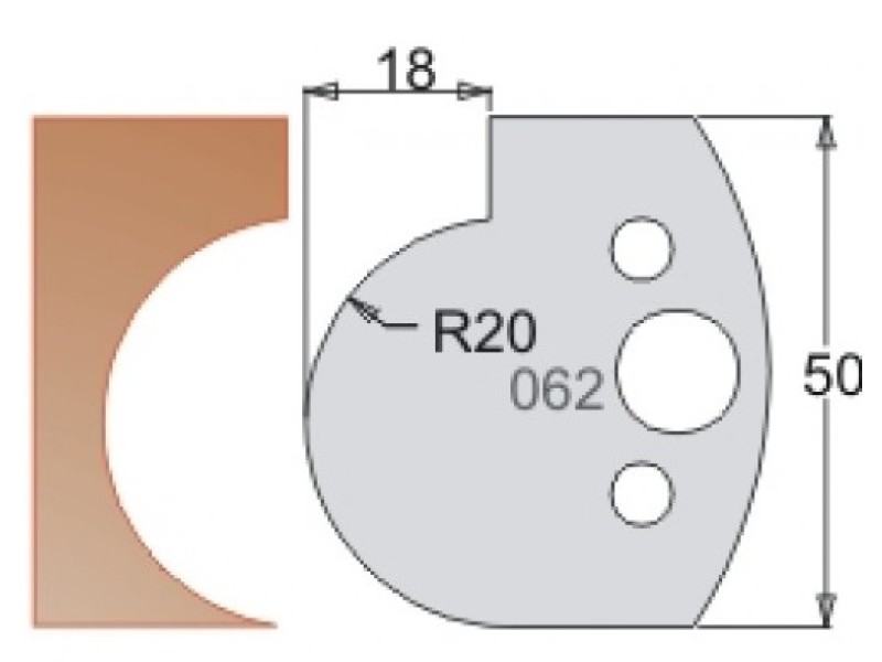 Нож Dimar МУЛЬТИСИСТЕМА HSS галтель R20 50x20x4 3306250