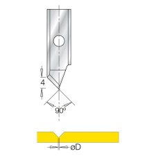Нож гравировка V паз 90 гр B4 пятка 0.24 для фрезы G1853 Dimar 3185015