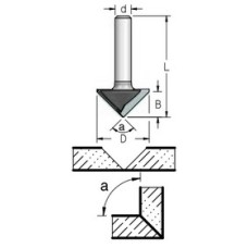 Фреза паз V для гибки гипсокартона на 90 гр. D26 B12.7 хвостовик 8 WPW VG90275