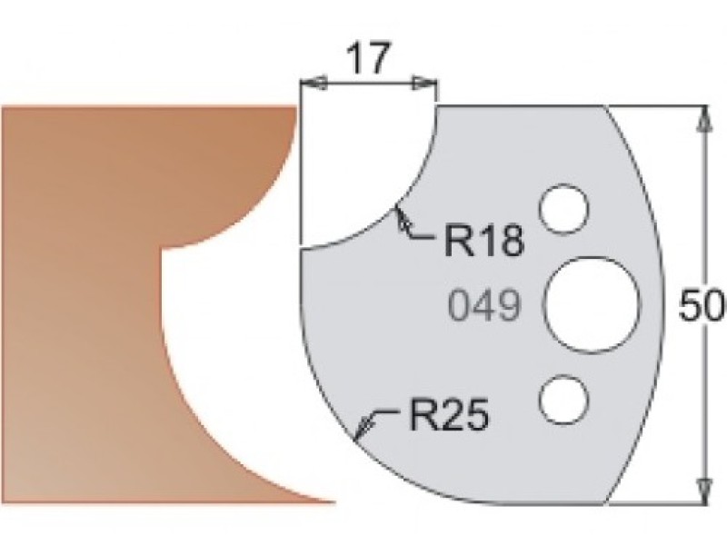 Нож Dimar МУЛЬТИСИСТЕМА HSS галтель R25 радиус R18 50x20x4 3304950