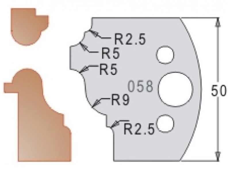 Нож Dimar МУЛЬТИСИСТЕМА HSS мультипрофиль плинтус R9 50x20x4 3305850