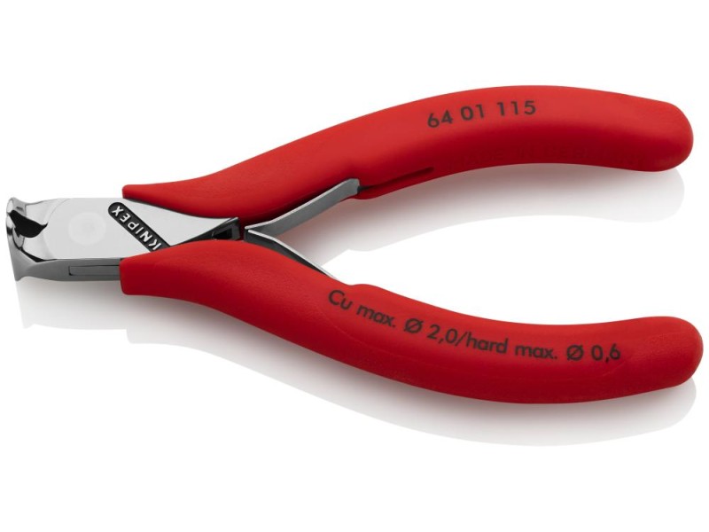 Кусачки торцевые для электроники, маленькая фаска, 115 мм, обливные ручки Knipex KN-6401115