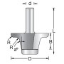 Фреза для работы по шаблону 13 гр плавный переход R5мм D57x24 L71 подшипник конический пластик. хвостовик 12 Dimar 1530109