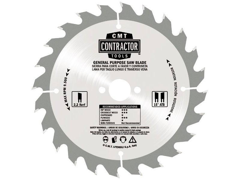 Комплект пильных дисков Contractor 216X30X2,4/1,6 15° ATB -5° Z=48 CMT K21648M-X10