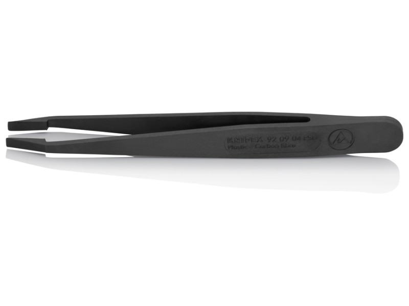 Пинцет углепластиковый ESD, 115 мм, гладкие прямые тупые губки, чёрный матовый Knipex KN-920904ESD