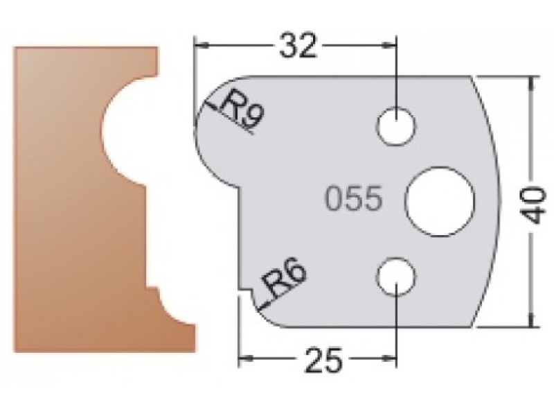 Нож Dimar МУЛЬТИСИСТЕМА HSS дверной плинтус R9;6 40x20x4 3305540