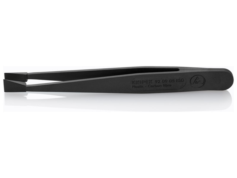 Пинцет углепластиковый ESD, 115 мм, гладкие прямые тупые губки, чёрный матовый Knipex KN-920905ESD