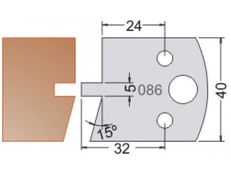 Нож Dimar МУЛЬТИСИСТЕМА HSS шип-паз невидимый стык контрпрофиль 15 гр 40x20x4 3308640