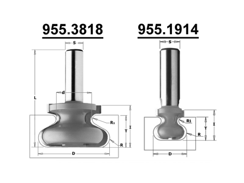 Фреза концевая профильная D=19,1 I=19,1 S=8,0 L=57,0 CMT 955.1914