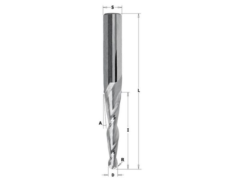 Фреза спиральная конусная для 3D фрезерования L=70 R=1,6 Z=3 S=6 RH CMT 152.060.323