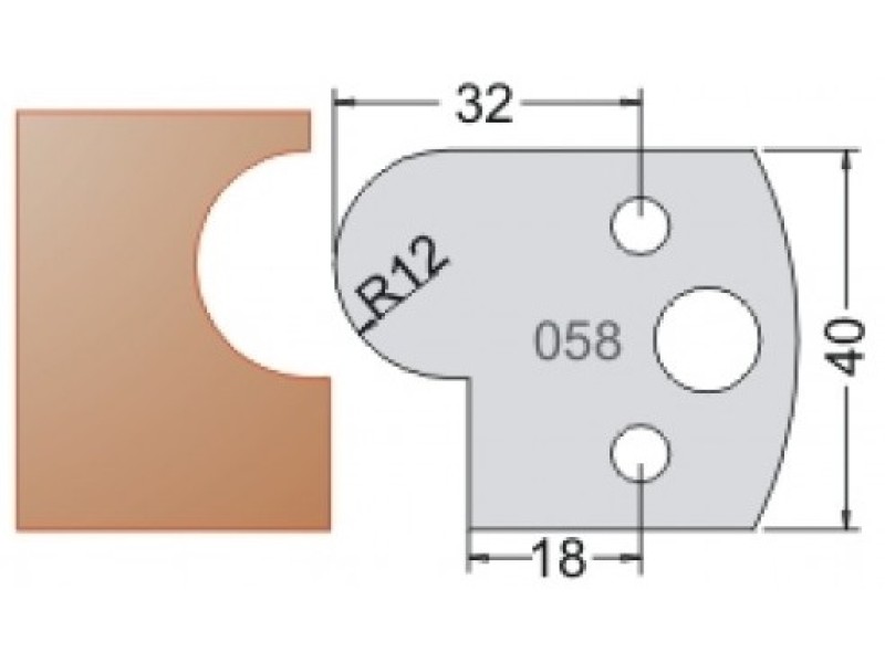 Нож Dimar МУЛЬТИСИСТЕМА HSS полуштап R12 40x20x4 3305840