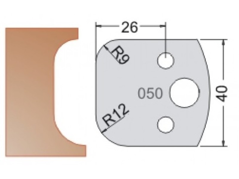 Нож Dimar МУЛЬТИСИСТЕМА HSS две галтели R9;12 40x20x4 3305040