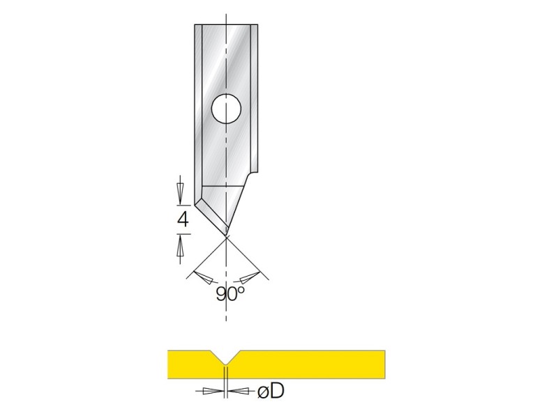 Нож гравировка V паз 90 гр B4 пятка 1 для фрезы G1853 Dimar 3185017