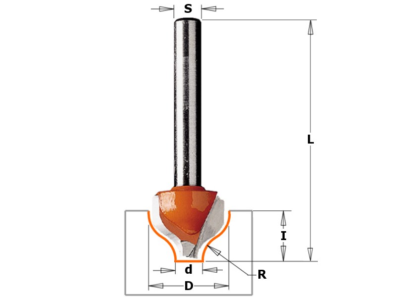 Фреза фигурная для декорирования D=19,0 I=11,0 S=12,0 R=6,40 CMT 965.501.11