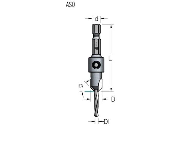 Зенковка оправка коническая D9.5 сверло 3.2 универсальная спираль S хвостовик HEX1/4 WPW AS03204S