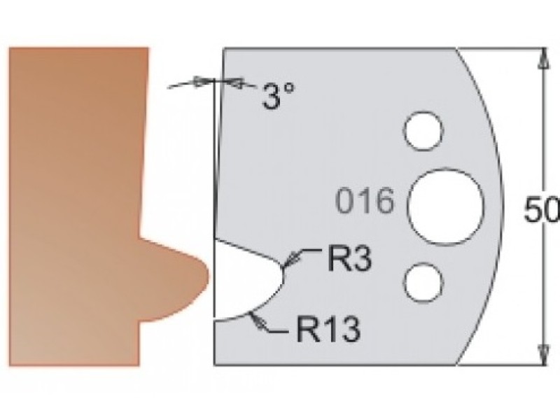 Нож Dimar МУЛЬТИСИСТЕМА HSS фристайл R3;13 50x20x4 3301650