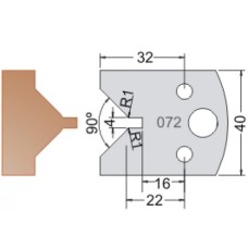 Нож Dimar МУЛЬТИСИСТЕМА HSS шип паз с конусом контрпрофиль 45 гр 40x20x4 3307240