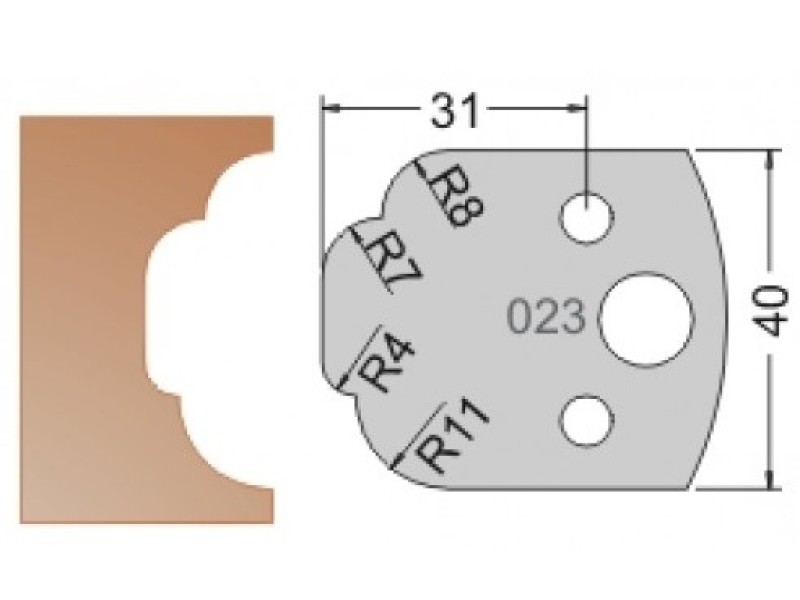 Нож Dimar МУЛЬТИСИСТЕМА HSS профиль облако R7 40x20x4 3302340