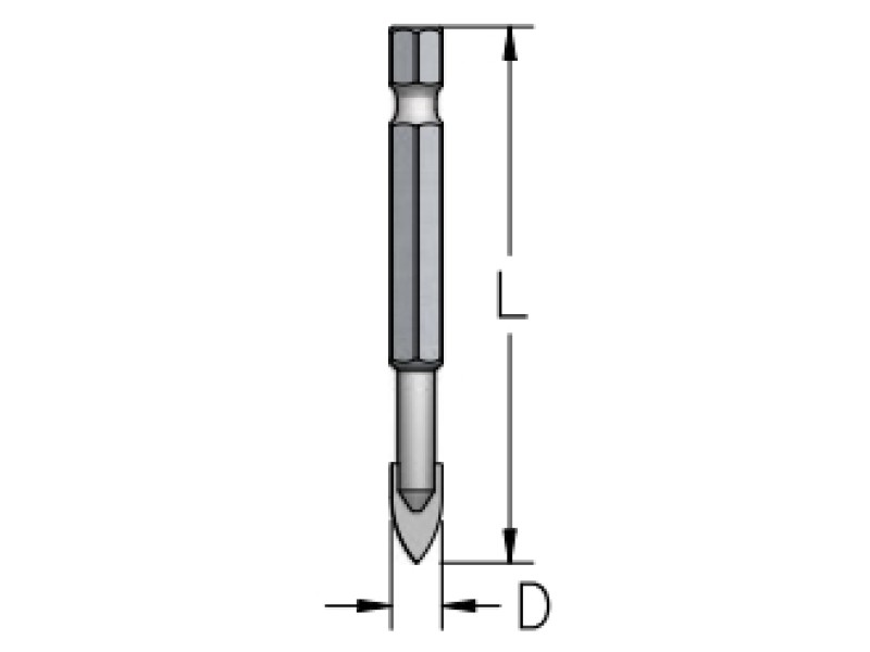 Сверло для стекла и керамики D6 L70 хвостовик HEX1/4wp WP HMZ0604