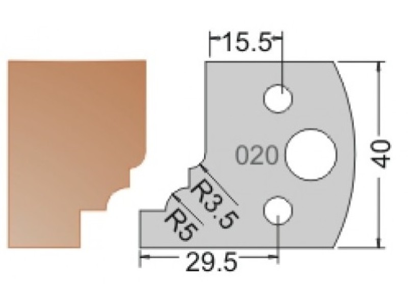 Нож Dimar МУЛЬТИСИСТЕМА HSS профиль барокко R5 40x20x4 3302040