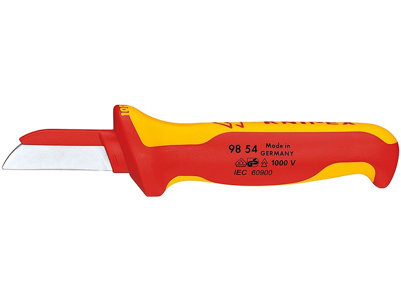 Нож для кабеля VDE, пластиковый защитный обух, 190 мм, 2-комп диэлектрическая ручка Knipex KN-9854