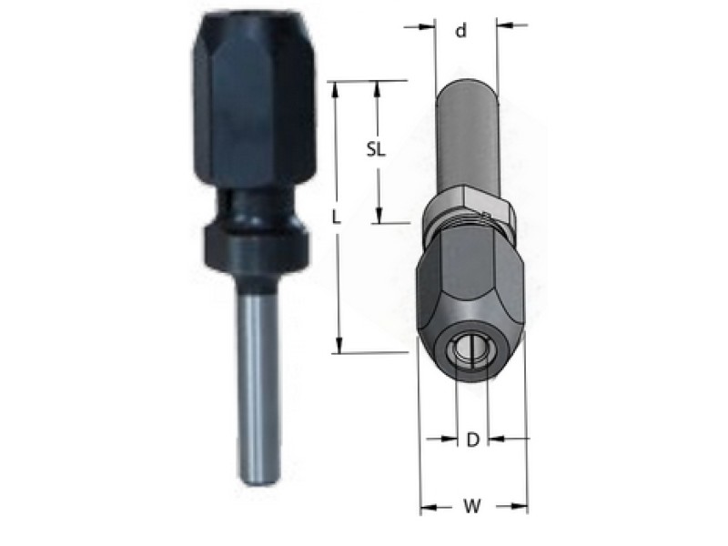 Патрон удлинитель для фрез хвостовик 8 плюс 32 мм к длине фрезы хвостовик 8 L67 WPW TX08005