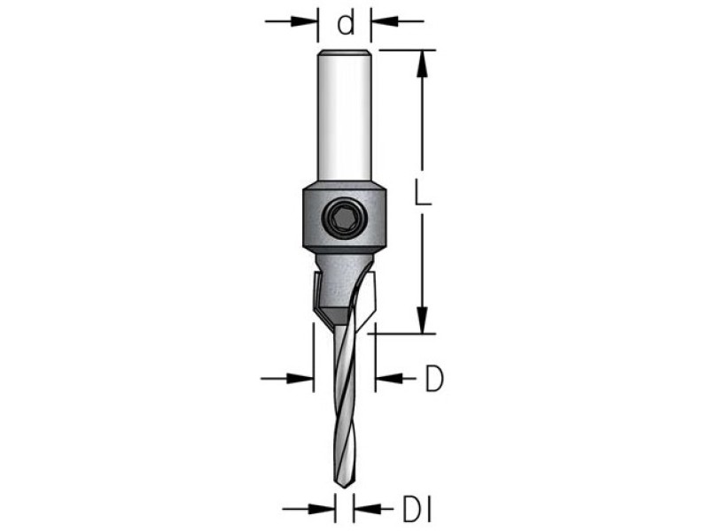 Зенковка оправка коническая D12 со сверлом 5.6мм универсальная спираль S хвостовик 9.5 WPW AC05607S