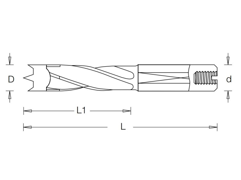 Сверло глухое левое с двумя зубьями D6x43 L70 хвостовик 10x20 присадка Dimar 2014407