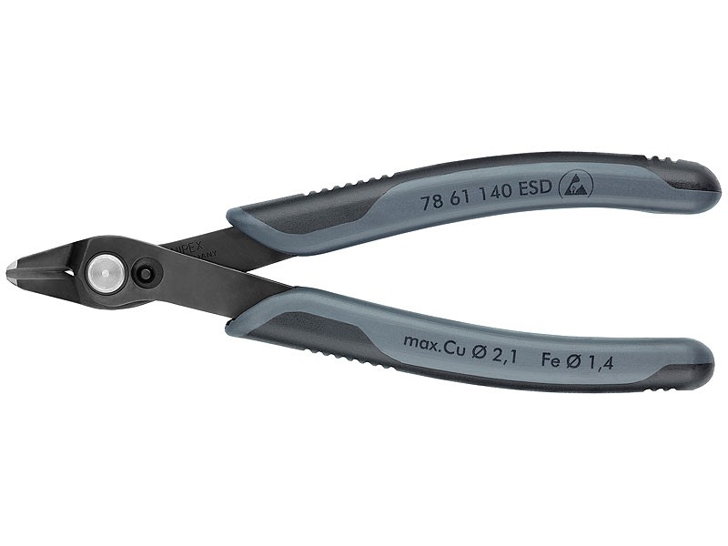 Бокорезы прецизионные Electronic Super Knips XL ESD, для кабельных стяжек, чернёные, 140 мм, 2-комп антистатические ручки SB Knipex KN-7861140ESDSB